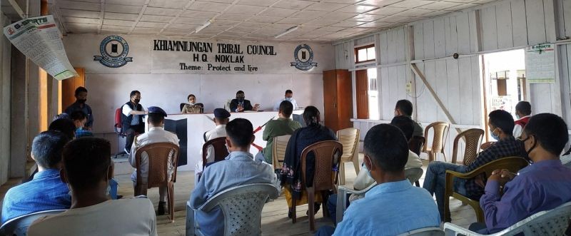 Noklak District Task Force on COVID-19 review meeting at DC’s Conference Hall on August 19. (DIPR Photo)